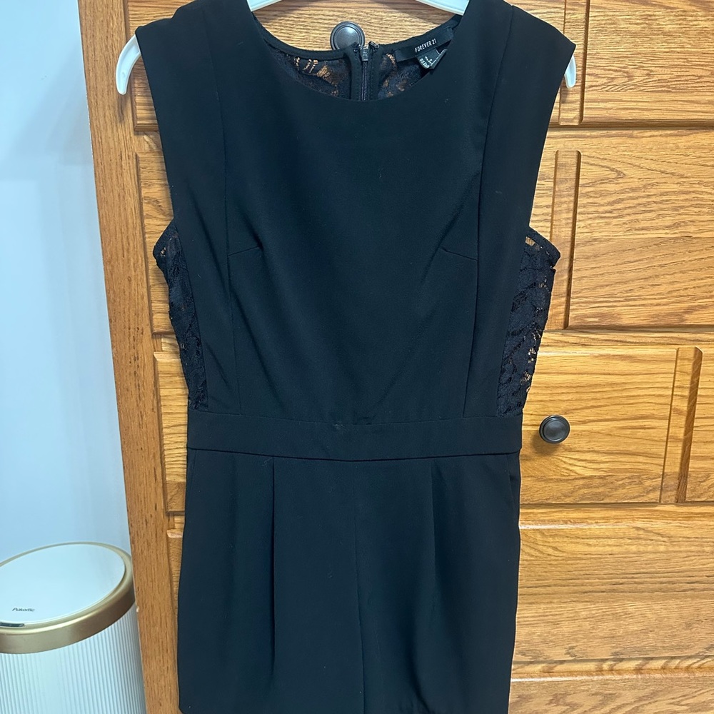 Black Lace-Trimmed romper